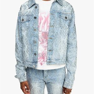 Men's Light Blue Studded Denim Jacket